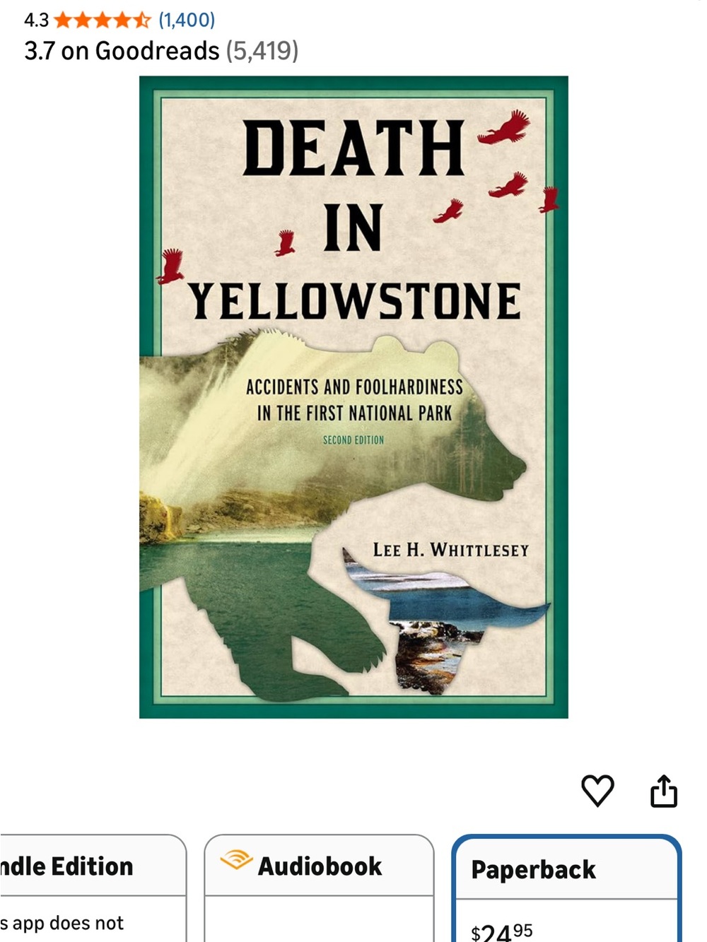 Death in Yellowstone by Lee H. Whittlesey (softcover book))